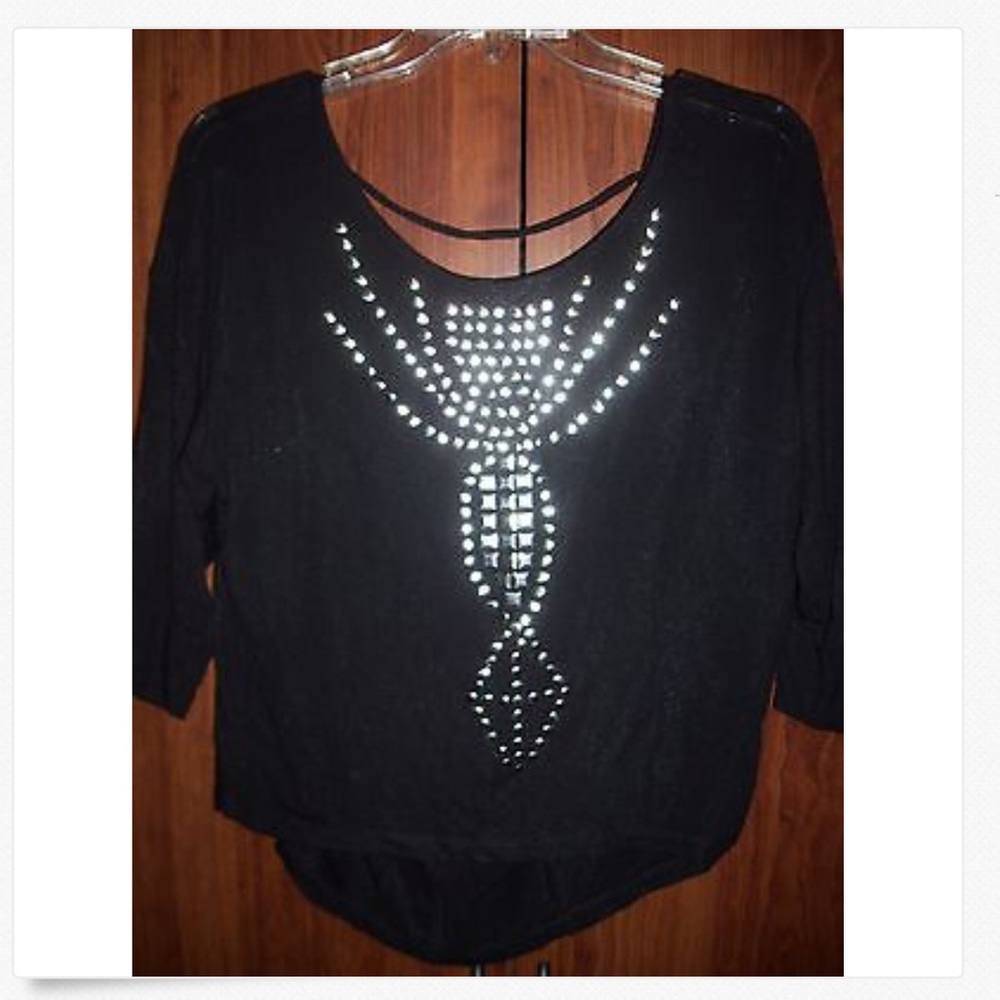 Crop Top, SILVER STUDDED EMBELLISHED DESIGN, SZ L